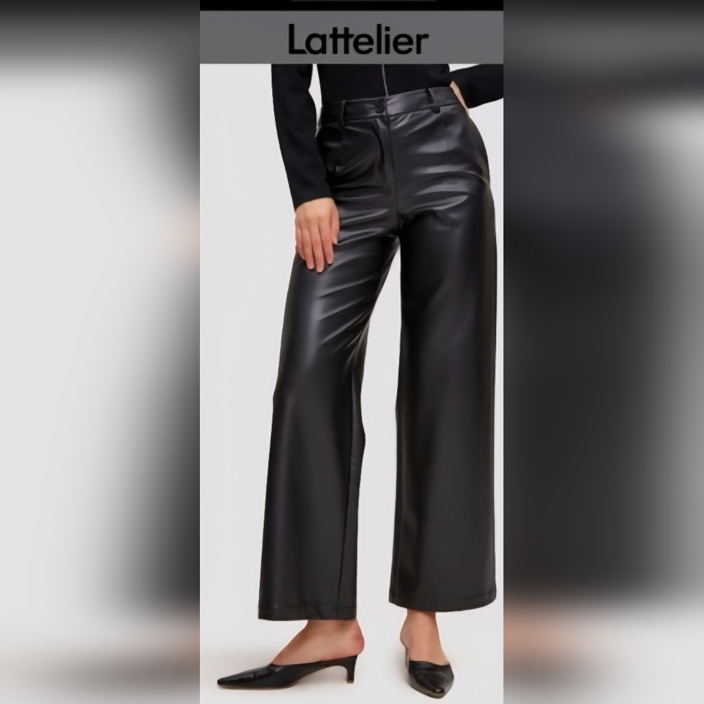 Lattelier Black Wide-Leg Faux Leather Pants